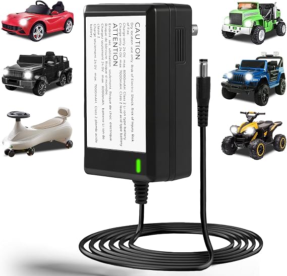 DUSK FLY 24V Battery Charger for Kids Ride on Toys Class 2 Power Supply