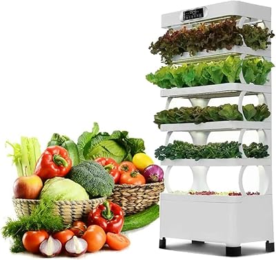 FLTRGO Hydroponics Growing System Tower Hydroponics Growing Tower, 5 Layer, LED Light, 72 Planting, 85 Seeding Sites, with Accessories, for Herbs, Fruits, Vegetables