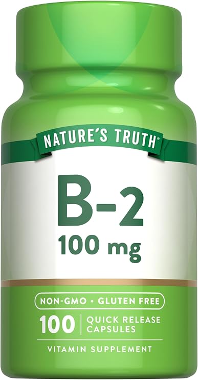 Nature's Truth B2 Vitamin | 100mg | 100 Capsules | Non-GMO & Gluten Free Supplement | Riboflavin | Non-GMO & Gluten Free Supplement | Riboflavin