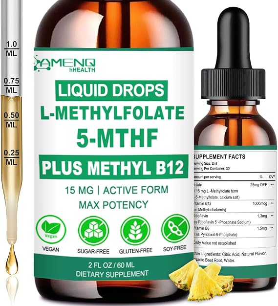Methylfolate Supplement for Adult Kids, L-MethyFolate 5mthf Plus Methy B12