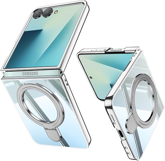 Compatible with Galaxy Z Flip 7 Case with O-Ring Stand Clear Case