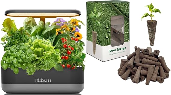 inbloom 12 Pods Hydroponics Growing System + 50 Packs Grow Sponges