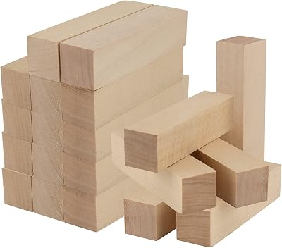 KEILEOHO 20 Pack 4 x 1 x 1 Inch Basswood Carving Blocks, Soft Basswood for Wood Carving, Unfinished Basswood Carving Whittling Blocks Solid Wooden Blocks for Beginners, Experts Carving Whittling