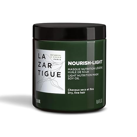 Lazartigue Nourish-Light, Enhanced with the Richness of Soybean Oil, Strengthens Hair Fibers, Softens and Moisturizes Hair, 8.4 Fl Oz