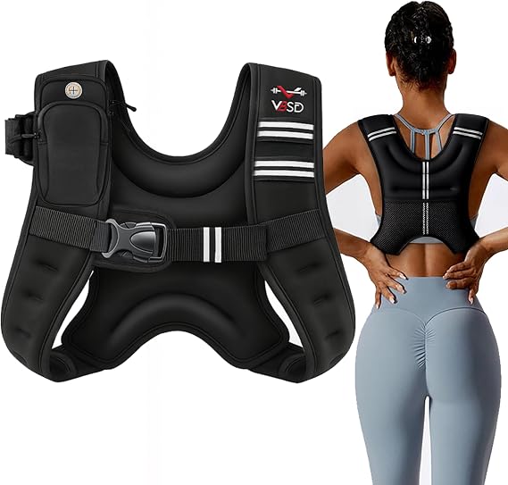 VBSD Weighted Vest for Women 6lb/8lb/12lb/16lb/20lb/25lb/30lb Vest for Women Men Bodyweight Vest for Walking Strength Training Running Workout Jogging Fitness