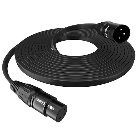 Adoreen Flat XLR Male to XLR Female Microphone Cable 6 Ft, Thin&Low Profile Premium Balanced Shielded 3 Pin DMX Mic Patch Cord for Studio Audio&DJ Stage Live Recording&Speaker System