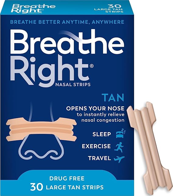 Breathe Right Nasal Strips, Large, Tan, 30 ct