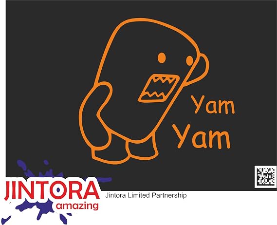 Sticker - Decal - JDM - Die Cut - domo kun Sideways yam yam - 153x99 mm - JDM - Die Cut - Car - Truck - Bus - Window - Laptop - Coach - Rear Window - Orange