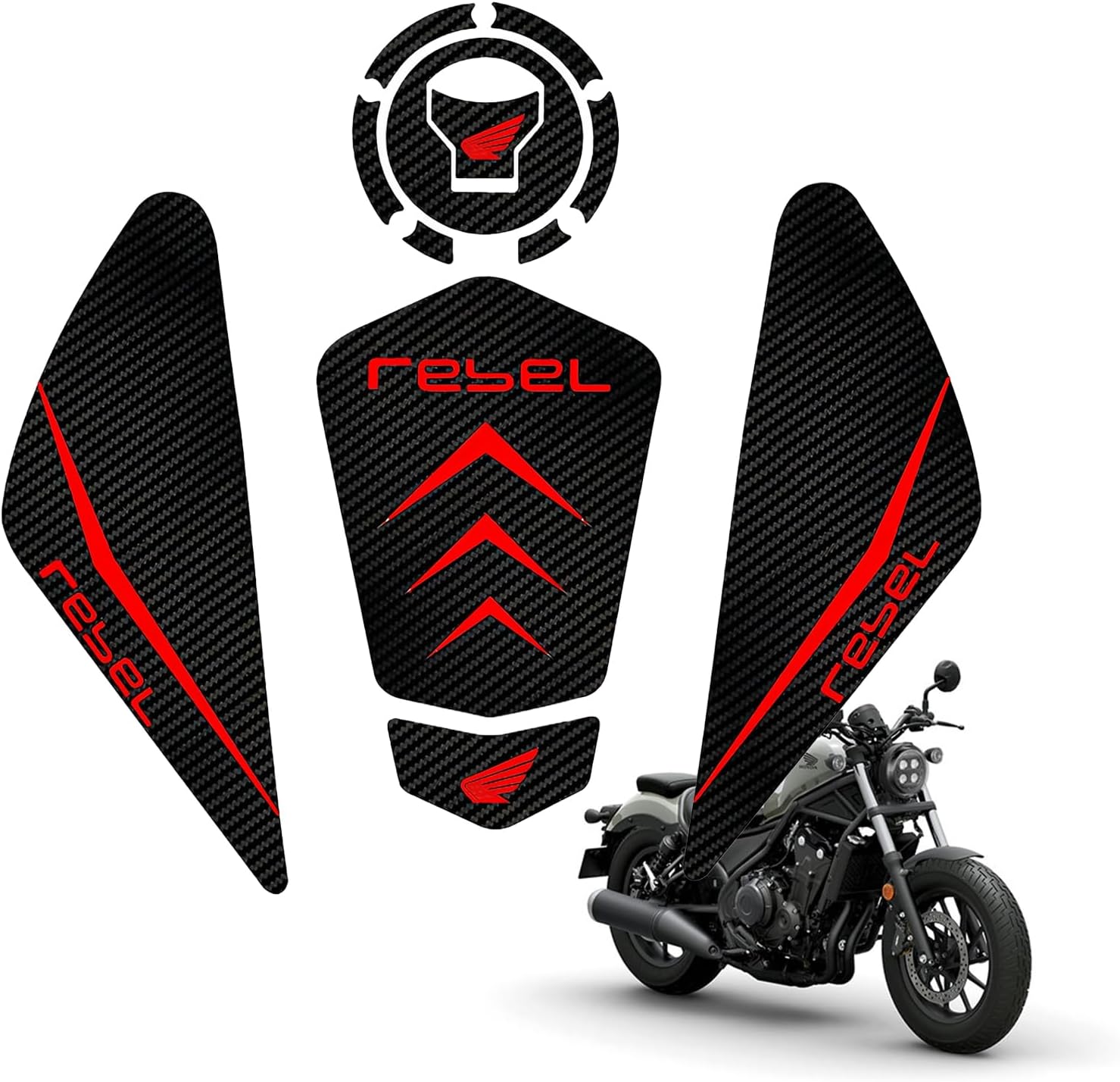 Tank Pad Sticker FOR rebel250 rebel300 rebel500 2017-2025 Thermal insulation, damage prevention,The fuel tank pad, rebel 500 accessories,rebel 300 accessories Red B