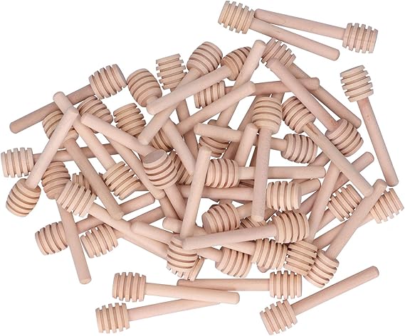 50 Pcs Honey Dipper Sticks, 3 inch Mini Wooden Beehive Stick, Honey Stirrer Stick for Honey Jar Dispense Drizzle Honey and Wedding Party Gift