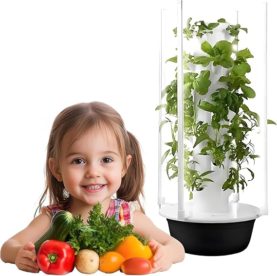 Hydroponic Growing System 20/28/36 Pods Hydroponics Tower Garden for Indoor Herbs,Fruits,And Vegetables,Aeroponics Growing Kit with Hydrating Pump and LED Grow Lights for Gardening