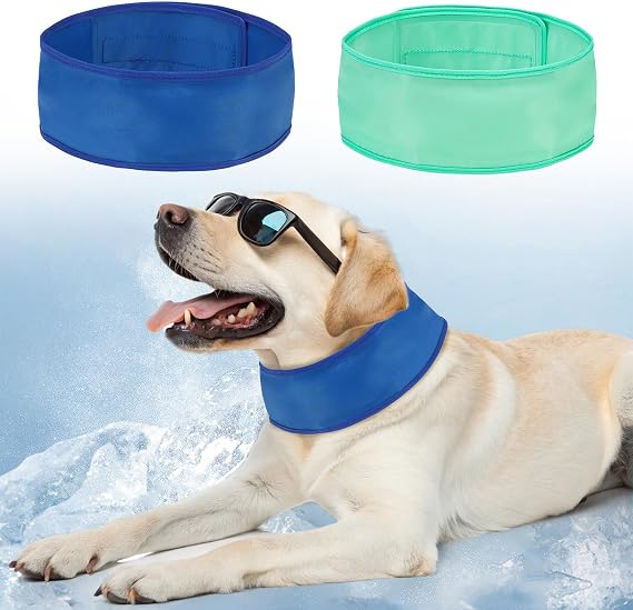 BEAUTYZOO Dog Cooling Bandana, 2-Pack Instant Chill Ice Neck Cooler Wrap for Outdoor Summer, Adjustable Reusable Pet Scarf Lasts 2 Hours, Heat Relief Prevent Sunstroke for Medium Large Dogs 11"-16"