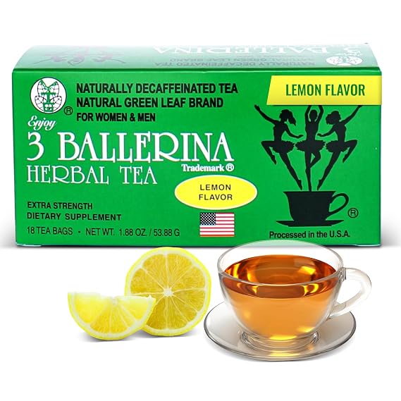 3 Ballerina Diet Tea Extra Strength Lemon-Flavored Herbal Tea Bags for Digestive Comfort and Weight Maintenance Pack of 1 (18 Count)