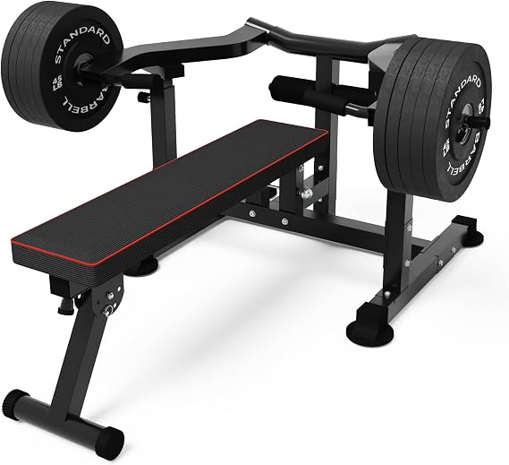 Outdoor Basic Adjustable Chest Press Machine, Dual Function Bench Press Machine & Ab Trainer, Independent Converging Arms for Home Gym, Flat/Incline Weight Bench for Strength Workout