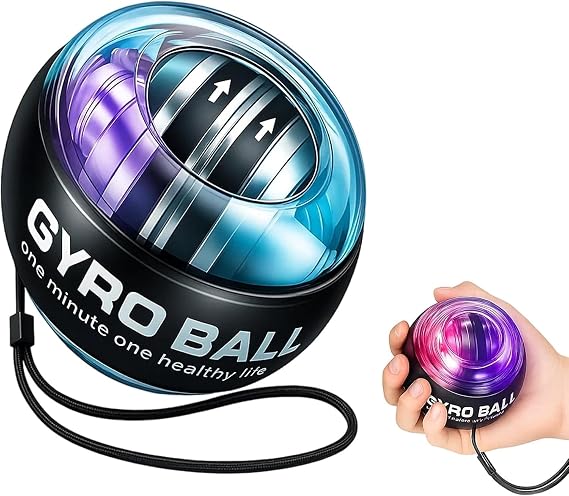 Torque Ball Hand Exerciser, Autostart Wrist Exercise Ball Wrist Trainer Exercises Gyroscopic Forearm Exerciser with Colourful LED Lights Gifts for Office Workers and Athletes Fitness Enthusiasts