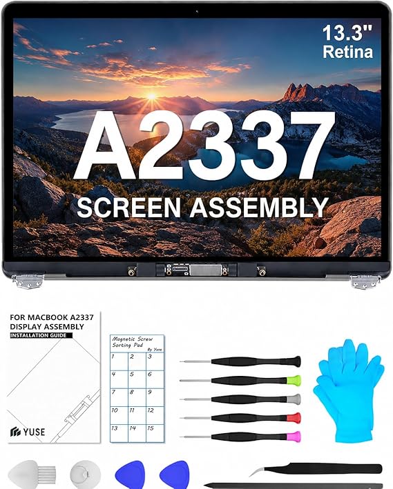 A2337 Replacement Display 13.3 Inch for MacBook Air M1 2020 LCD Screen (Silver)