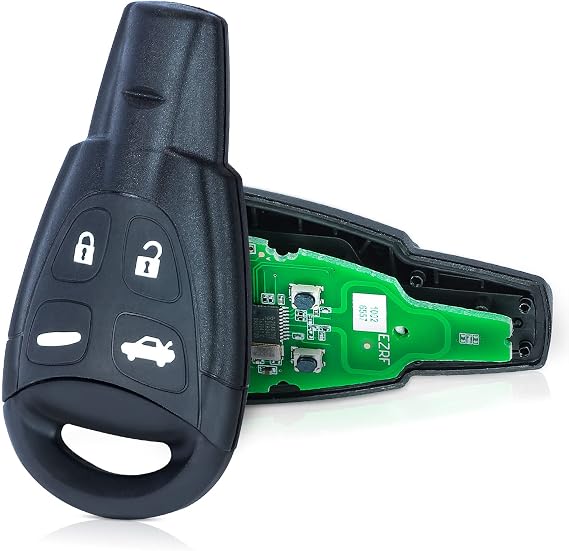 Remote Key Fob Replacement for Saab 9-3 9-5 2003 2004 2005 2006 2007 2008 2009 2010 2011 Keyless Entry Remote Control Car Key Fob 4 Buttons 433MHZ ID46 Chip FCC ID: LTQSAAM433TX