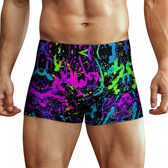 Glow in Dark Splatter Neon Men's Underwear Boxer Briefs Soft Stretch Underpants Trunks