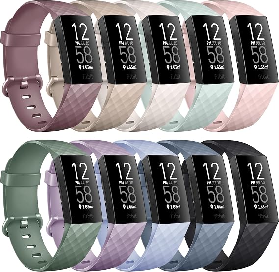 [10 Pack] Soft Silicone Wristbands Compatible with Fitbit Charge 4 Bands, Sports Replacement Straps for Fitbit Charge 4 / Fitbit Charge 3 / Charge 3 SE Women Men (Small, 10 Pack D)