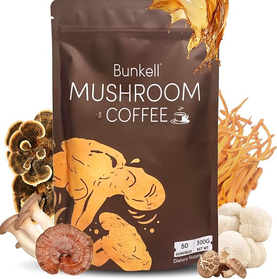 Mushroom Coffee, Instant Coffee Blend, 6 Adaptogenic Mushrooms, 50 Servings