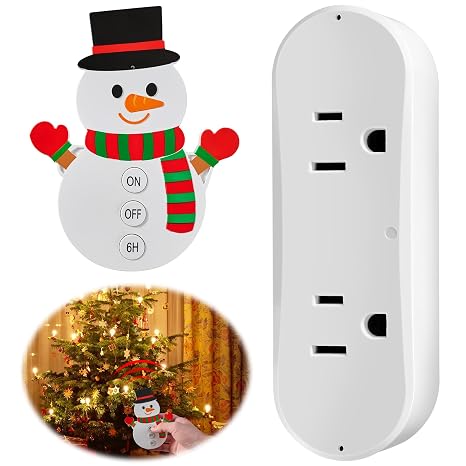 Wireless Remote Switch for Christmas Tree Lights,Snowman Wireless Remote with Electrical Outlet,Electrical On/Off/Timer Controller for Holiday Lighting from 82 Feet Away