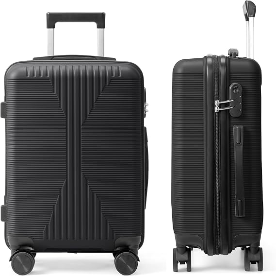 Carry-On Luggage,20" Hardshell Suitcase with Spinner Wheels,Non-TSA,Lightweight Expandable Rolling Suit Case,Smooth Rolling Wheels for Lightweight Travel (Black)