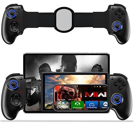 Koiiko Mobile Cloud Gaming Controller for iPhone 16/15/14, iPad, Tablet, Android/PC/Switch1/2 Gamepad Joystick with Turbo, Streaming on PS/Xbox/PC, Hall Trigger Black