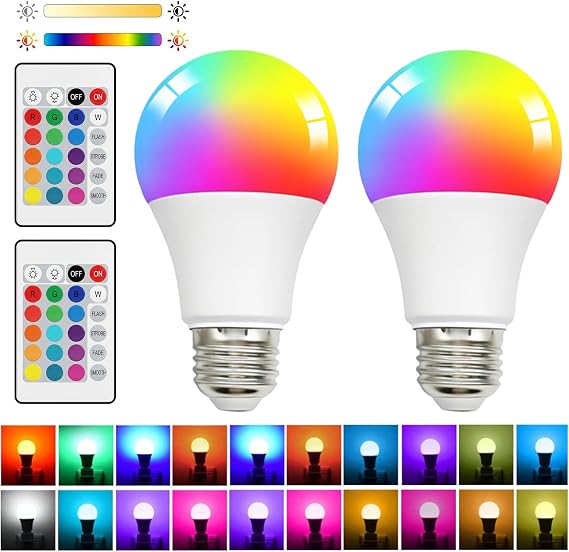 2Pack E27 Changing Light Bulb 5W G45 Dimmable LED Colour Changing Smart