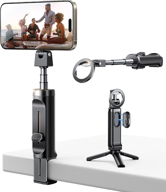 JOYROOM MagSafe Selfie Çubuğu 4'ü 1 Arada Seyahat Aletleri 360° Dönebilir Uzatılabilir Cep Telefonu Tutacağı Uçak Tripod ve Uzaktan Kumandalı Cep Telefonu Standı iPhone 17 16 15 Samsung Android Akıllı