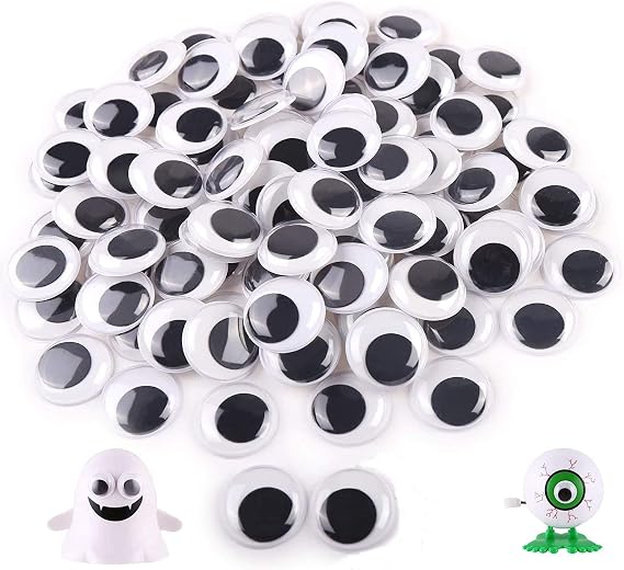 FINGOOO 1 Inch Googly Wiggle Eyes with Self Adhesive, 100-PACK for DIY Art Crafts