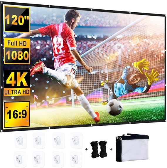 Projector Screen 120 Inch, Indoor Outdoor Projector Screen