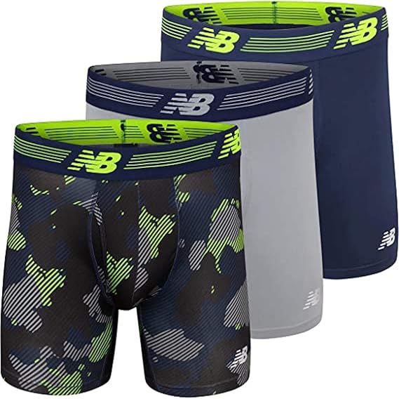 New Balance Men's No Fly Mesh Jersey Boxer Brief Breathable Lightweight Moisture Wicking Underwear (3 Pack) Boxer Briefs