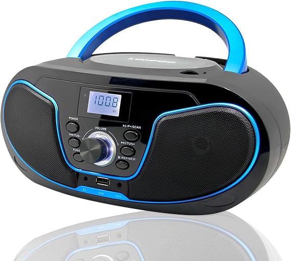 LONPOO LP-D02 Portable CD Player Boombox Bluetooth, Crystal-Clear Sound