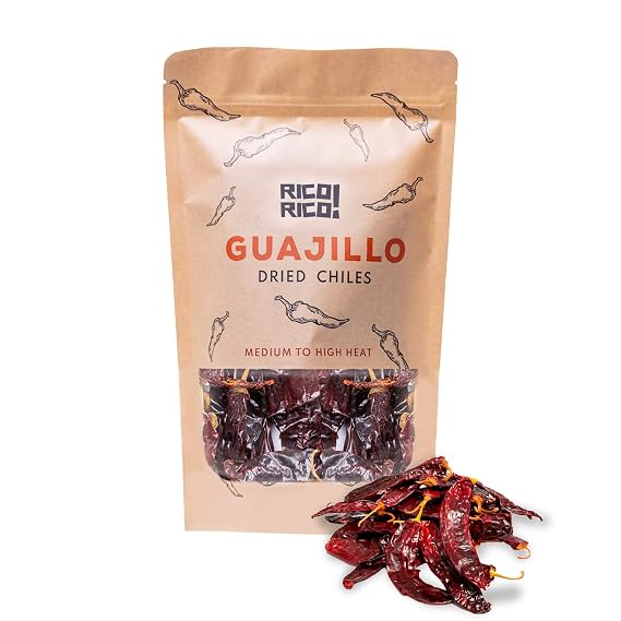 RICO RICO - Dried Guajillo Chiles Peppers 16 oz - Natural and Premium. Great For Mexican Recipes Like Mole, Tamales, Salsa. Resealable Bag by RICO RICO