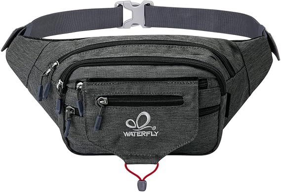 WATERFLY Large Fanny Pack Waist Bag: Multipocket Woman Man Waist Pack Runner Hip Pouch Purse Belt Bag Water Resistant Bum Bag Fit All Phones for Walking Jogging Running Cycling Travelling Hiking