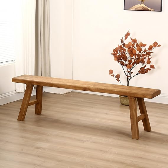 Living Room Dining Bench Wooden Bench Indoor Narrow Bench for Entryway Slim Long Dining Benches Seat with Sturdy Frame for Bedroom Cafe Bar(39.37x10.24x17.72in)