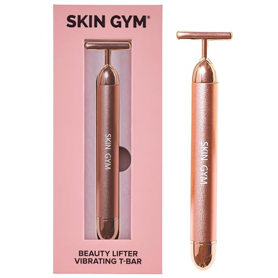 SKIN GYM Beauty Lifter Gold Vibrating T-Bar Sonic Facial Massage Tool
