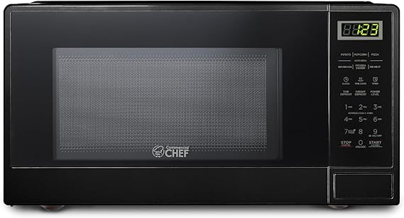 Countertop 1.1 Cubic Feet Microwave Oven, 1000 Watt, Black Front with Black Cabinet, Commercial Chef CHCM11100B