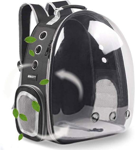 Cat Backpack Carrier, Pet Backpack, Breathable Cat Dog Space Capsule Backpack, Airline-Approved for Small Cats Dogs Birds Bunny Travel Hiking