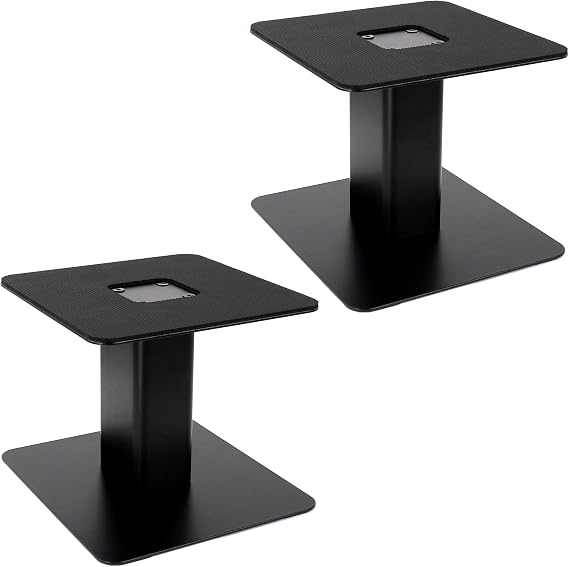 Desktop Speaker Stands(Pair) - Heavy Duty 17.8 x 17.8 cm Padded Metal Tray, Sturdy Flat Base for 4" to 7" Monitor & Bookshelf Speakers, Monitor Speaker Stand Riser for Home/Studio Speakers, 15 cm Tall