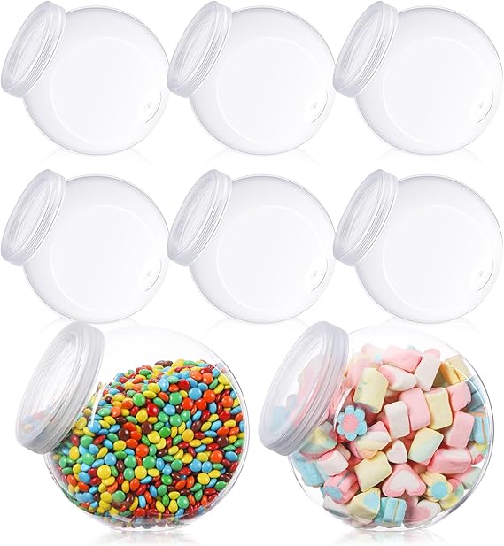 8 Pcs 51 oz Plastic Candy Jars with Lids Plastic Candy Jars for Candy Buffet Clear Candy Dishes with Lids Candy Buffet Containers Set Plastic Cookie Jar Candy Holder for Party Table Kitchen