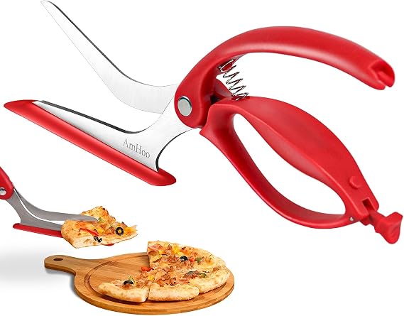 Pizza Scissors Stainless Steel Blade Salad Pizza Slicer Pizza Cutter Scissors with Server Highly enjoy Excellent Gifts Red