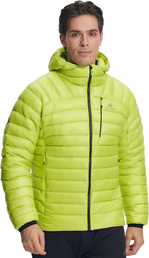 Pioneer Camp 850 Fill Goose Down Jacket Men Lightweight Packable Puffer Jacket with Hood Insulated Warm Winter Puffy Coat