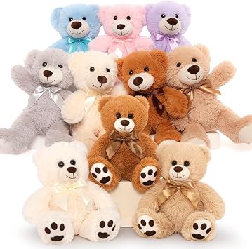 MorisMos 10 Packs Teddy Bears Bulk Set for Girls Boys,14 Inch Bulk Teddy Bear Stuffed Animals for Baby Shower Decorations,Small Stuffed Animals Wholesale Gift for Kids Birthday Christmas,CPC Certified