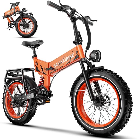 1500W Foldable Electric Bike 52V 20Ah Removable Battery 20" 4" Fat Tires