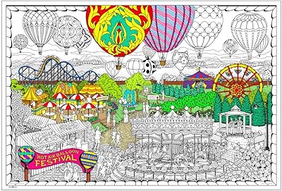 Balloon Festival - Giant Wall Size Coloring Poster - 32.5 X 22 Great for Family Time, Adults, Kids, Classrooms, Care Facilities and Group Activities - Beautiful Arts Crafts Project on Bright White Paper