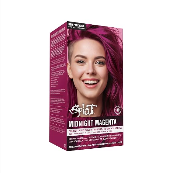 Splat Midnight Magenta Semi Permanent Hair Dye Kit, 1 Application | With Deep Reconstructor Conditioner, Lasts 30 Washes, No Bleach Required, Vegan & Cruelty Free Hair Color