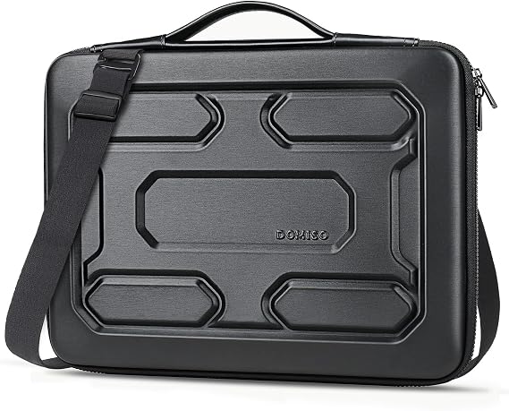 DOMISO 15.6 inch Laptop Sleeve Shoulder Bag Shockproof Computer Bag Waterproof EVA Protective Carrying Case for 15.6" Lenovo Yoga 720 IdeaPad 310 320 ThinkPad T570/Dell Inspiron 15/HP Envy 15, Black