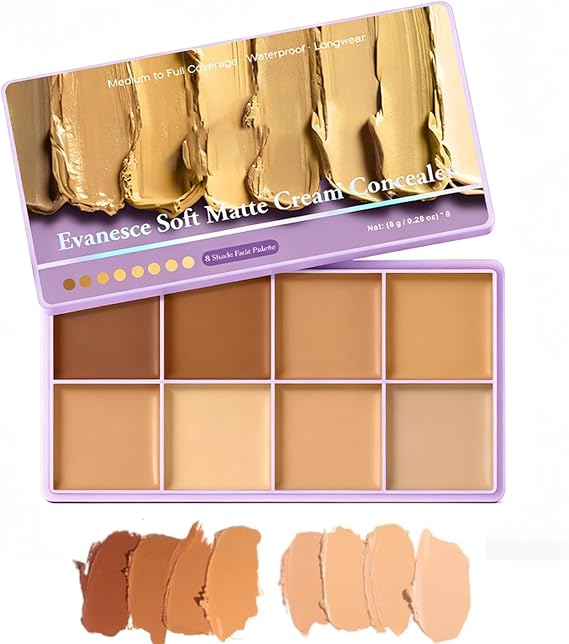 8 Color Concealer Foundation Palette, Soft Matte Cream Concealer, Medium