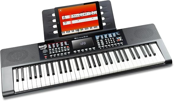 RockJam 61-Key Keyboard Piano with LED Display, Keynote Stickers & Lessons